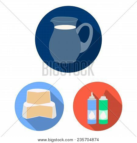 Milk Product Flat Icons In Set Collection For Design.milk And Food Vector Symbol Stock  Illustration