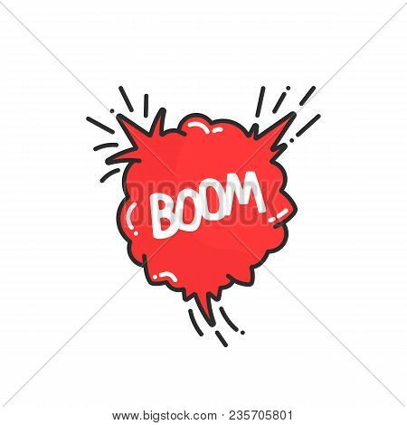 Cartoon Explosion Boom In Comic Book. Concept Of Simple Bursting Like Creative Action. Abstract Flat