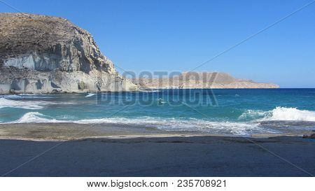 Cabo De Gata, Almeria - Spain.  August 7, 2016. Coast Of The Playa De Los Muertos Or Beach Of The De