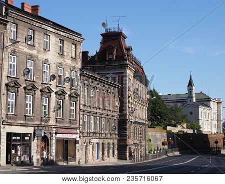 Bielsko-biala, Poland Europe On September 2017: Representative Buildings At Main Road At Square In H