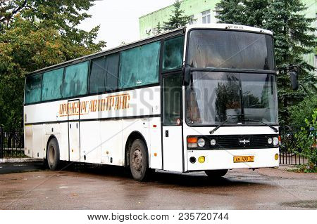 Ufa, Russia - September 17, 2011: Old White Interurban Coach Van Hool T815 Acron In The City Street.