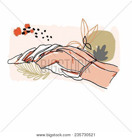 Modern Minimalist Continuos Line Female Portrait. Trendy Abstract Illustration. Vector Colored Art. 