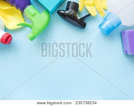 Housework, Housekeeping And Household Concept - Cleaning Stuff.