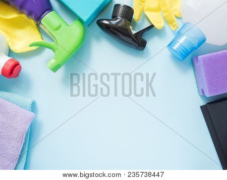 Housework, Housekeeping And Household Concept - Cleaning Stuff.