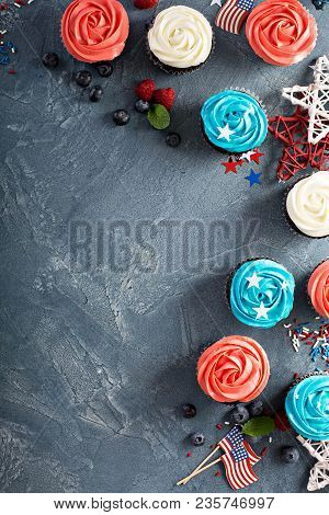 American Flag Cupcakes, Red, Blue And White Dessert For 4th Of July
