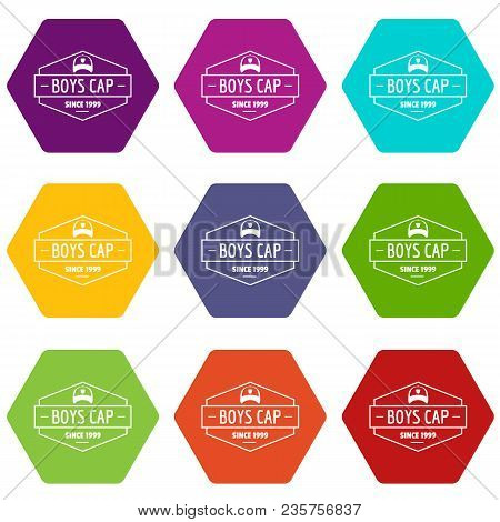 Cap Icons 9 Set Coloful Isolated On White For Web