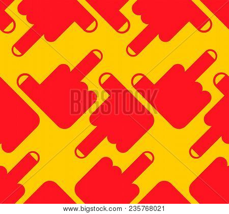 Fuck Seamless Pattern. Middle Finger Up. Background Vector