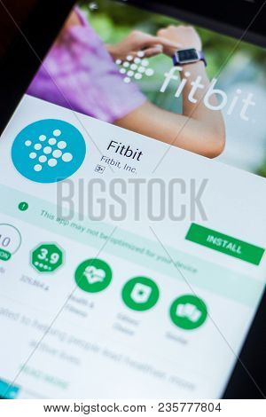 Ryazan, Russia - March 21, 2018 - Fitbit Mobile App On The Display Of Tablet Pc