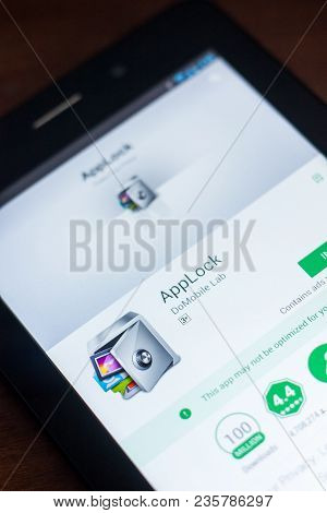 Ryazan, Russia - March 21, 2018 - Applock App On The Display Of Tablet Pc