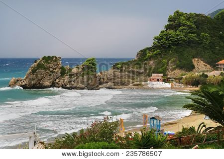 View Of Beach Of Kontogialos, Pelekas, Corfu, Greece