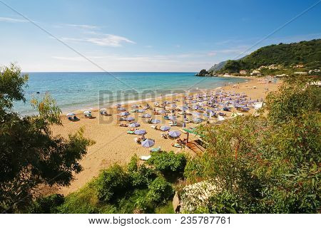 View Of Beach Of Kontogialos, Pelekas, Corfu, Greece