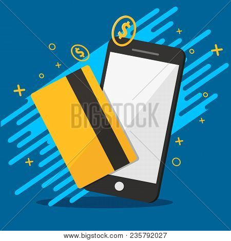 Phone And Credit For Molie Payments Background Graphic Vector Illustrations
