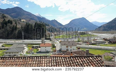 Mountain Panorama From A Small Village In Italy Called Cedarchis