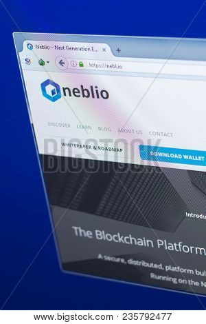 Ryazan, Russia - March 29, 2018 - Homepage Of Neblio Crypto Currency, Web Address - Nebl.io