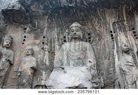 Picture Taken In China. Biggest Buddha Statue At The Longmen Grottoes ( Dragon's Gate Grottoes) Or L