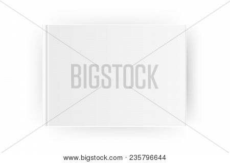 Blank Horizontal A4 Book Cover Template . Mock Up Closed Magazine Or Notebook. Isolated On White Bac