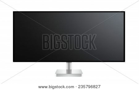 Realistic Tv Screen. Stylish Lcd Panel, Led Type. Large Computer Monitor Display Mockup. Blank Telev