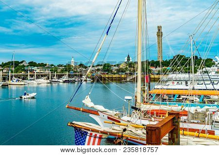 Provincetown Marina And Pilgrim Monument, Provincetown Ma Us.