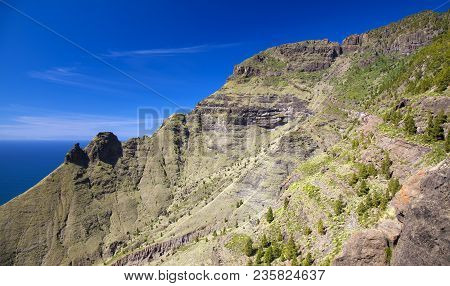 Gran Canaria, March - View From A Hiking Path In Tamadaba Nature Reserve Towards Faneque, The Talles
