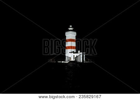 The Landmark Gardur Lighthouse Located On The Reykjanes Peninsula In Iceland