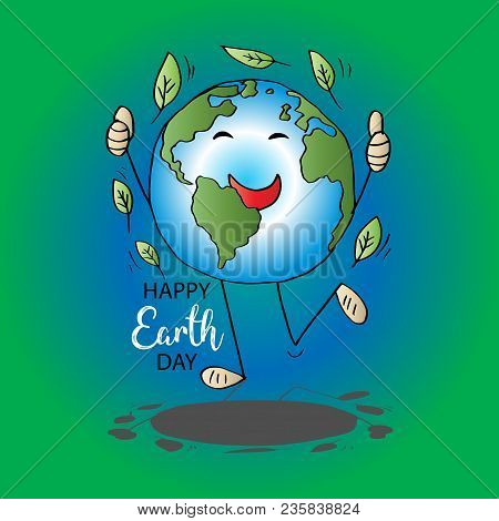 Earth Day Poster With Cartoon Earth Style