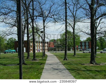 A Walk Through The Defiance College Campus With Mcreynolds Hall At The Far End, Defiance, Oh May 7, 