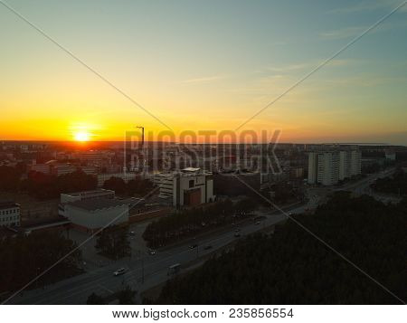 Panoramic Aerial View Of City Tallinn Estonia , Distrikt Mustamjae