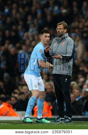 MANCHESTER, ENGLAND - APRIL 10: Jurgen Klopp during the Champions League quarter final match between Manchester City and Liverpool at the Etihad Stadium on April 10, 2018 