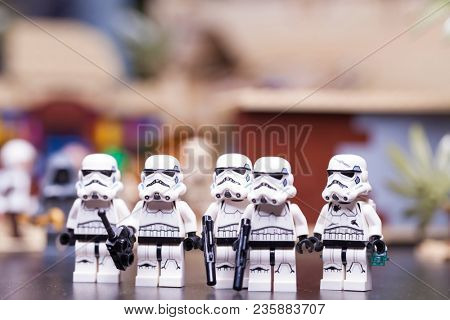 RUSSIA, April 12, 2018. Constructor Lego Star Wars. Episode IV, Squad of stormtroopers