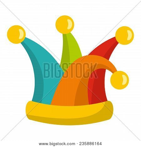 Jester Cap Icon. Flat Illustration Of Jester Cap Vector Icon For Web