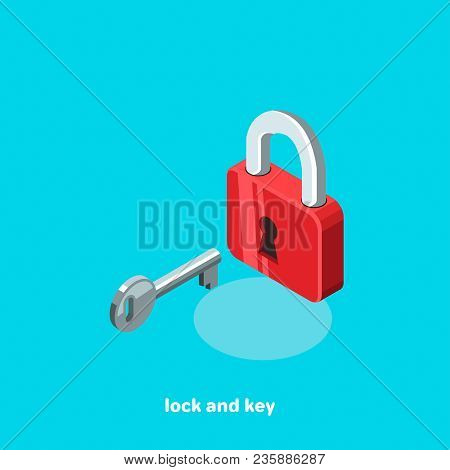 Lock And Key, Isometric Imagen, Vector, Flat, Padlock, Password