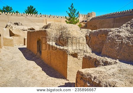 The Maze Of Narrow And Winding Adobe Streets Of The Ancient Rayen Fortress, Iran.