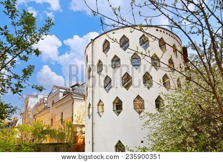 Famous house of architect Melnikov on Arbat street in Moscow Russia