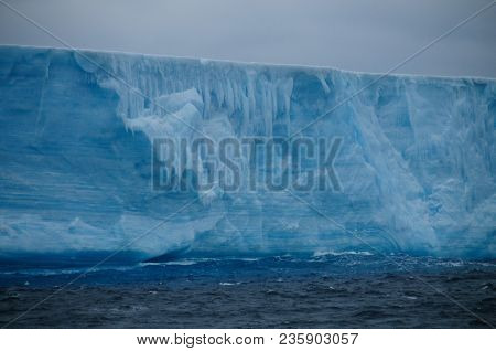 A Large Tabular Iceberg Floating In The Southern Atlantic Ocean, Near Antarctica.