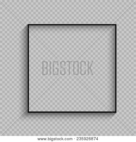 Black Thin Frame Design. Square Plastic Or Wire Construction With Shadow On Transparent Background. 