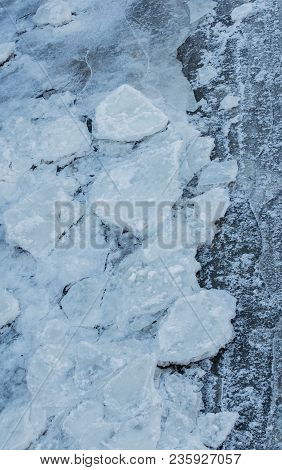 Ice Floes In The Hamburg Harbor Terminal Burchardkai