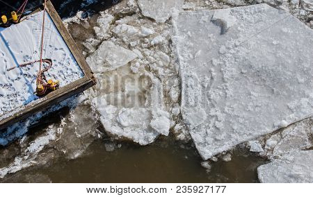 Ice Floes In The Hamburg Harbor Terminal Burchardkai
