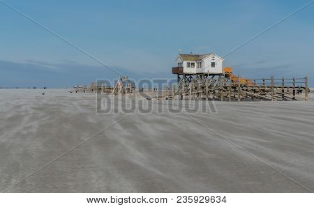 The Beach Of Sankt Peter-ording On The North Sea