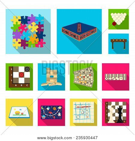 Board Game Flat Icons In Set Collection For Design. Game And Entertainment Vector Symbol Stock Illus