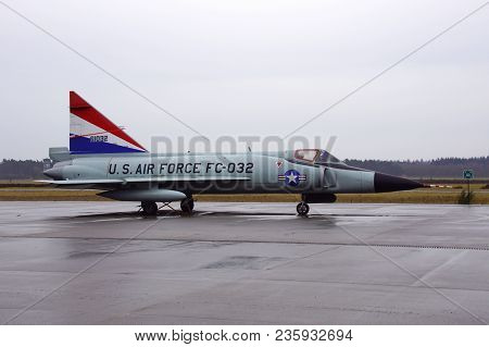 Soesterberg, The Netherlands - April 2, 2018: U.s. Air Force Jet Fighter Fc - 032 (f-102 Delta Dagge