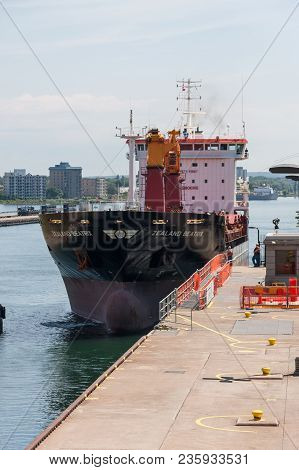 Sault Ste. Marie, Michigan/usa - June 26th, 2013: A Large Freighter, Called The Zealand Beatrix, Pas
