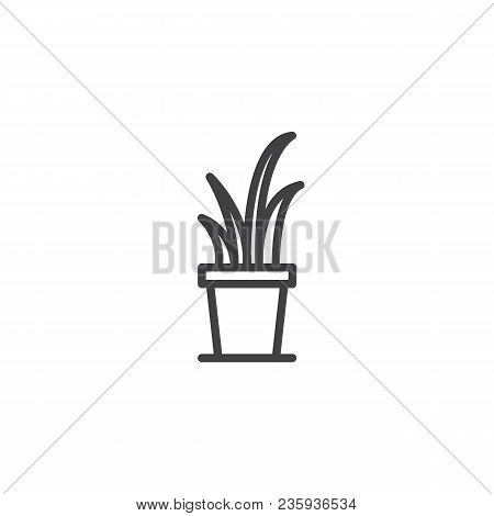 Small Succulent In A Pot Outline Icon. Linear Style Sign For Mobile Concept And Web Design. Housepla