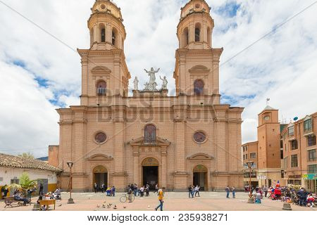 Pasto Colombia March 2018 Facade Of Cathedral Temple In Pasto. This Temple Is Visited By A Lot Of To