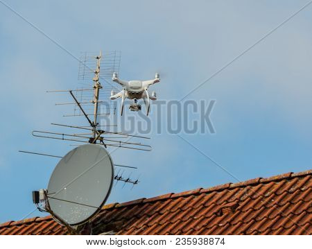 Drone Flies Illicitly Over A Residential Area