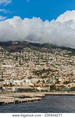 Funchal, Portugal - December 10, 2016: View Of The Marina And City Of Funchal From A Ship In The Har