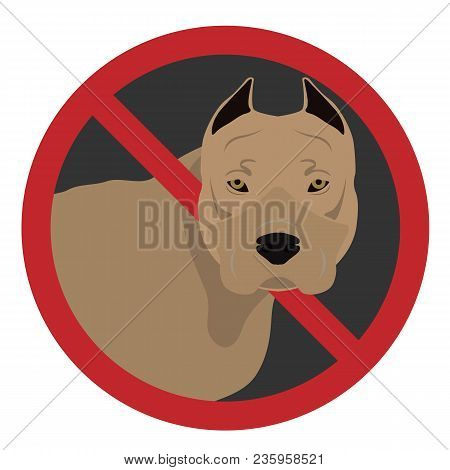 A Dog In A Prohibiting Sign On A White Background.
