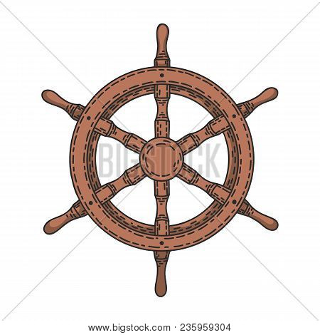 Hand Drawn Vector Cartoon Steering Wheel Isolated On White Background