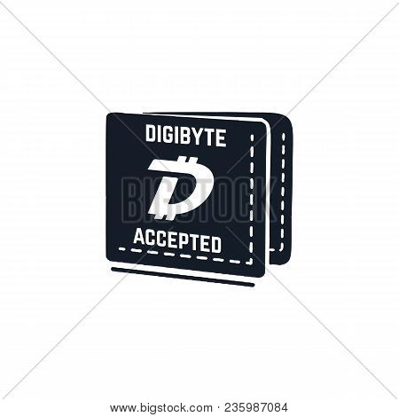 Digibyte Digital Asset Accepted Concept. Dgb Wallet. Vintage Hand Drawn Crypto Emblem. Blockchain Te