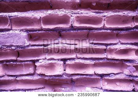 Old Ultra Purple Brick Wall, Stone Background Or Rock Surface - Good For Web Site Or Mobile Devices.