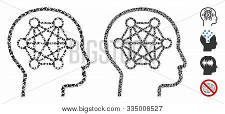 Human Brain Composition Of Bumpy Pieces In Various Sizes And Shades, Based On Human Brain Icon. Vect
